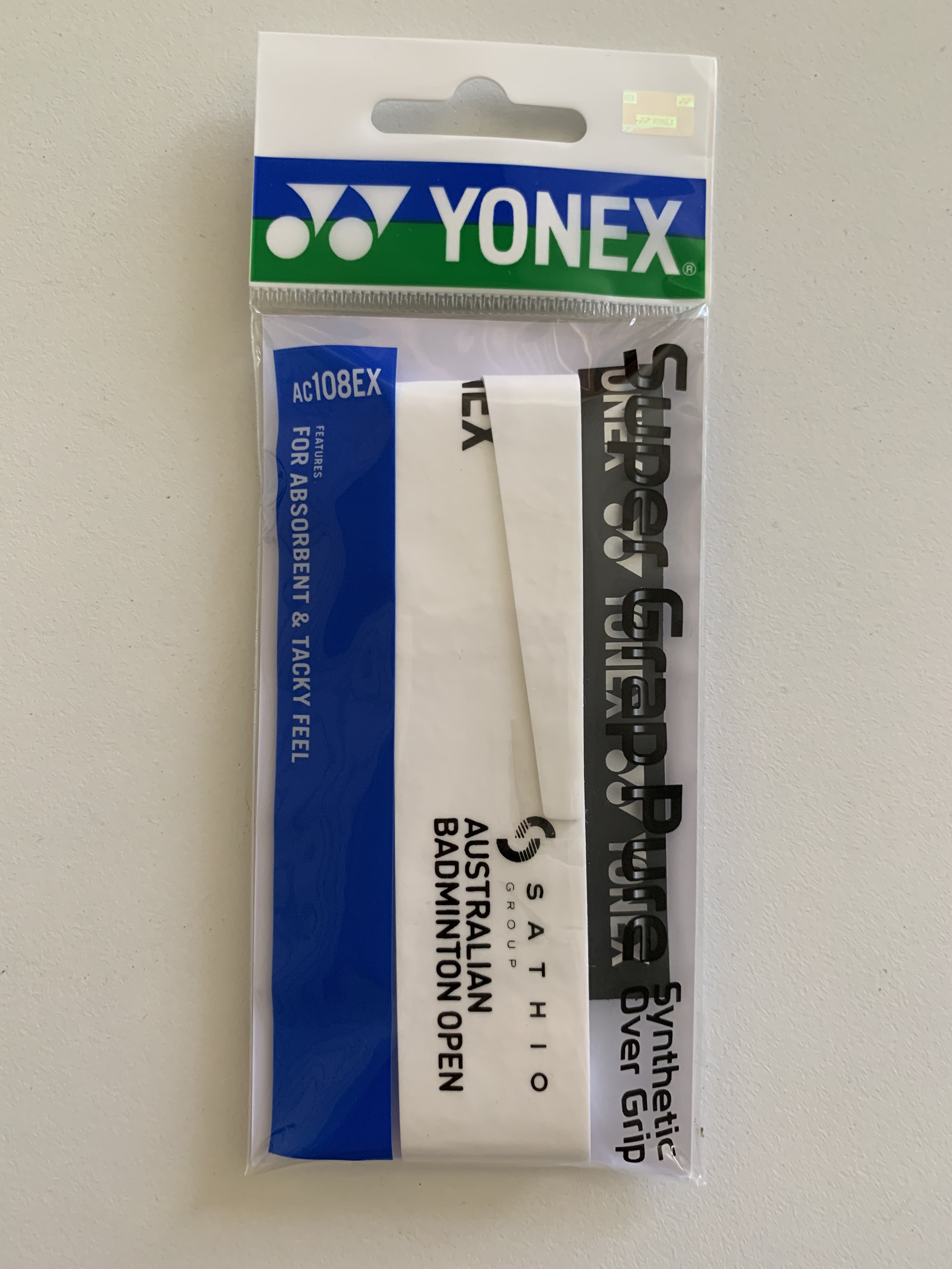 Yonex AC108EX Super Grap Pure - Synthetic Over Grip - Australian Badminton Open Edition